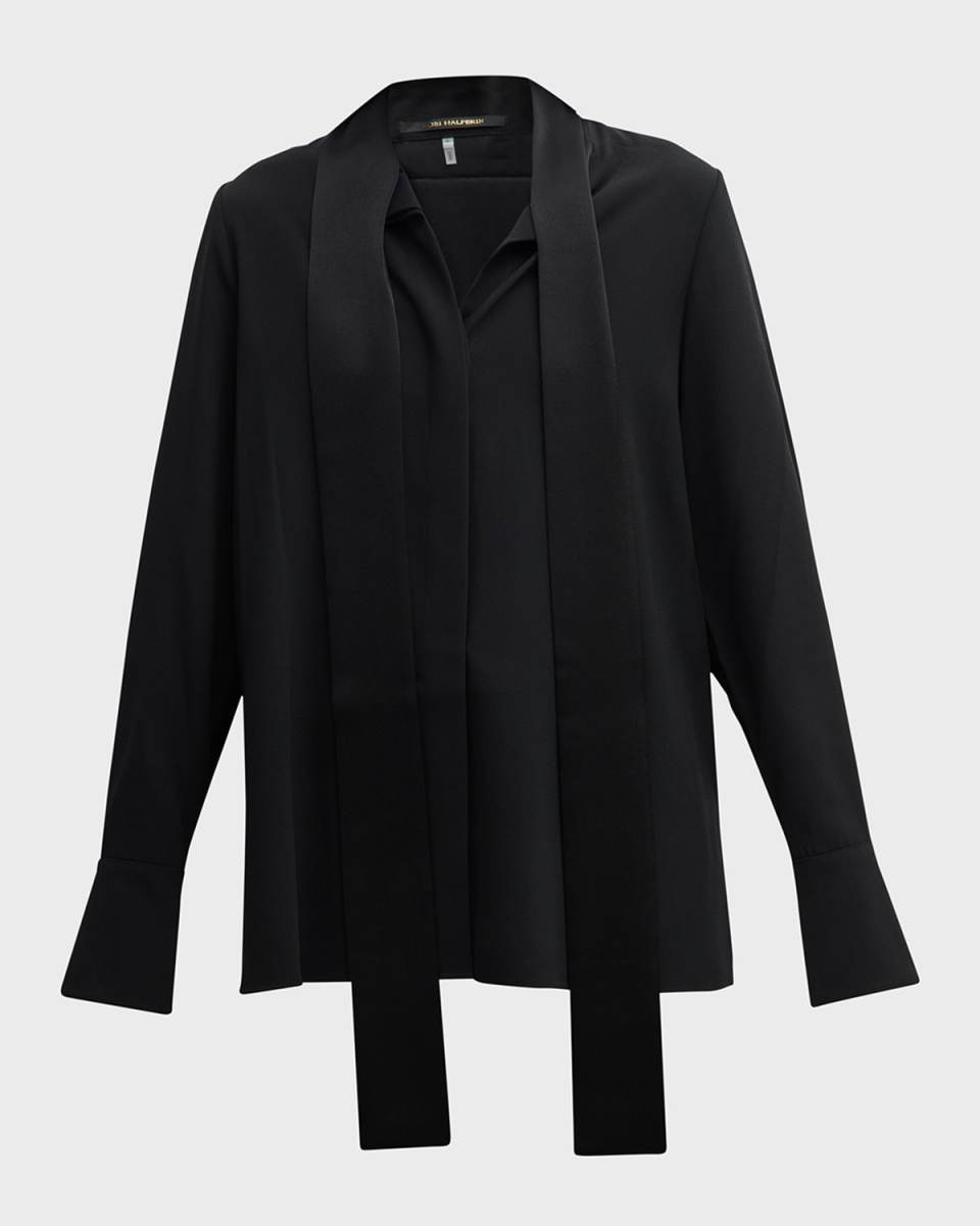 Addie Tie-Neck Button-Down Blous